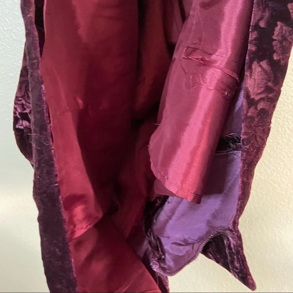 CDC Vintage Velvet Dress Floral Jacquard Open Back Midi Size 10 Crush Velvet - Picture 11 of 17